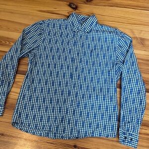 EUC johnnie-O Hangin’ Out Blue and White Checkered Casual Shirt size Medium